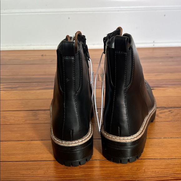 NWT a new day Leighton Combat/Hiking Boots Black Faux Leather Lace-Up - Picture 6 of 11